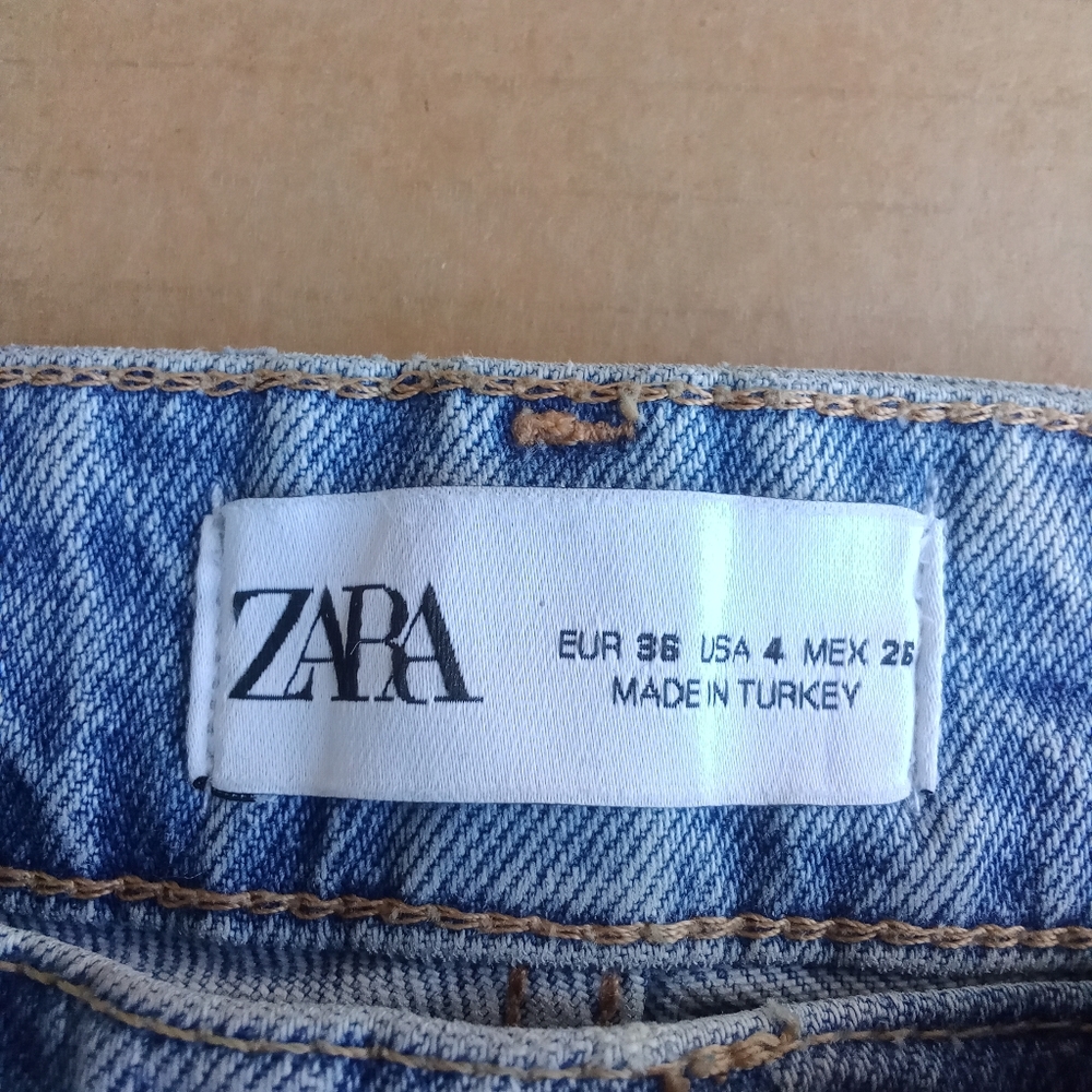 Women's Zara Denim Distressed Style Cotton Jeans Medium Wash - Picture 3 of 13